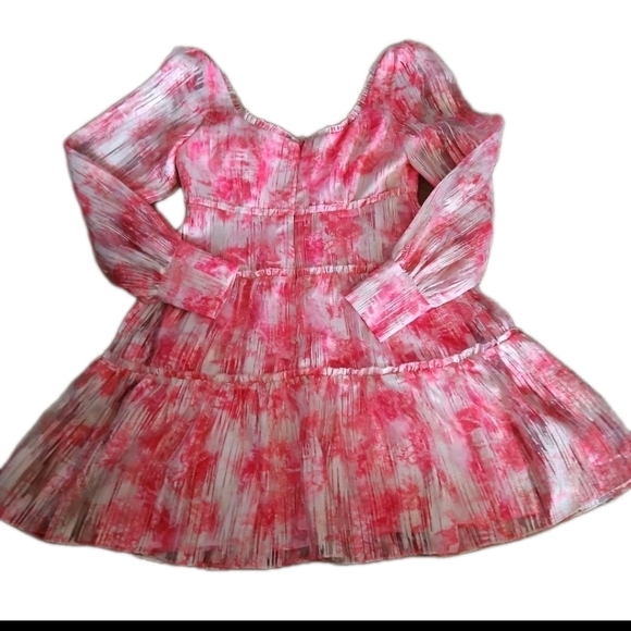 Marchesa Notte Womens Pink Gathered Metallic Fil Coupé Organza Mini Dress 4 - Picture 10 of 16